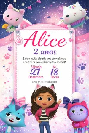 Convite de Aniversário A Casa Mágica da Gabby para Editar
