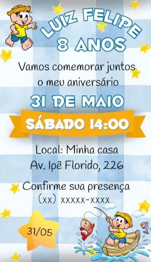 Convite de Aniversário Chico Bento para Editar Online