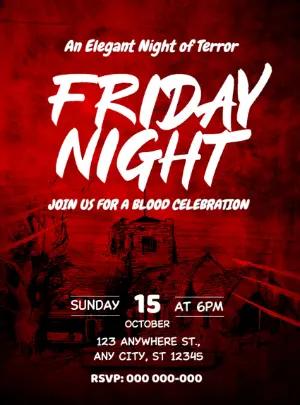 Editable Terror Night Invitation - Spooky Red & Black Flyer