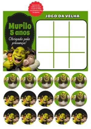 Lembrancinha Jogo da Velha Shrek Editável para Aniversário