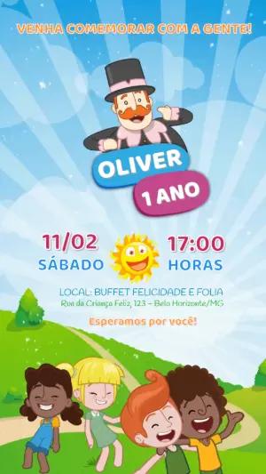 Convite Animado Aniversário Mundo Bita para Editar Online