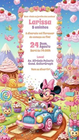 Convite Aniversário Minnie Confeitaria Doce para Editar