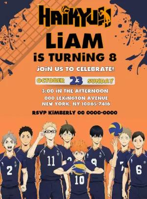 Haikyu!! Anime Birthday Invitation - Editable Digital Template
