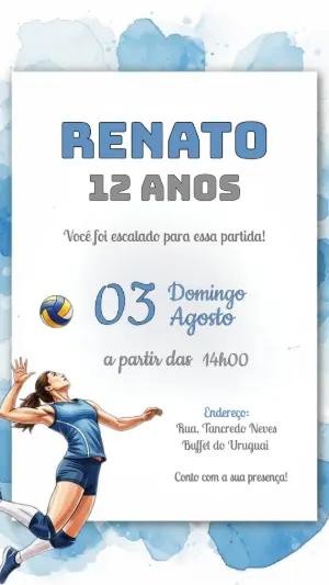 Convite de Aniversário Vôlei para Editar Online e Imprimir