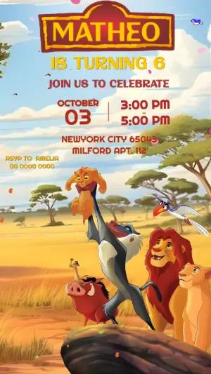 Animated Lion King Birthday Video Invitation Template