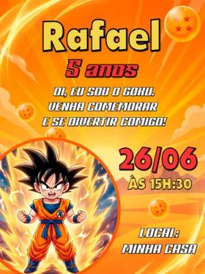 Convite de Aniversário Goku Dragon Ball para Editar Online