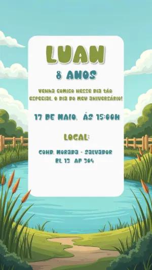 Convite de Aniversário Infantil Tema Lagoa para Editar