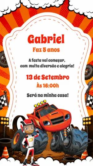 Convite de Aniversário Blaze and the Monster Machines Editável