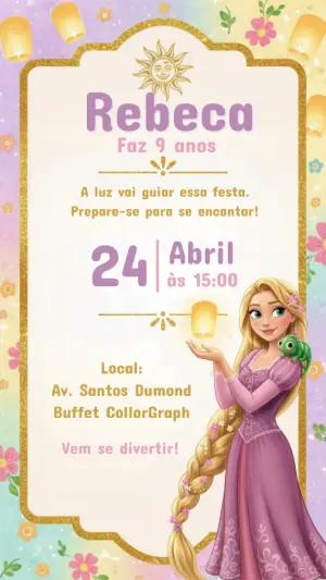 Convite de Aniversário Rapunzel Enrolados para Editar