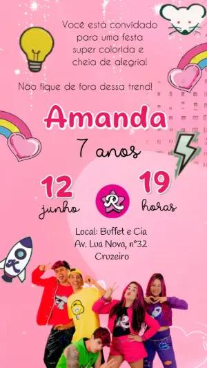 Convite Animado Aniversário Dos Rosas Trend Colorido para Editar