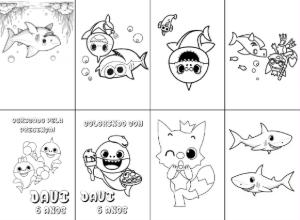 Mini Livro de Colorir Baby Shark Editável para Imprimir