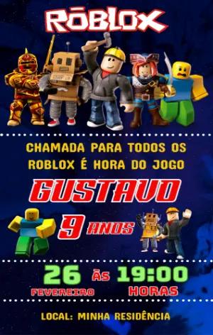 Convite Digital Roblox para Aniversário Infantil Editável