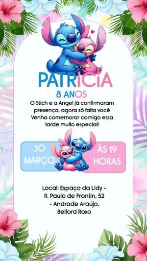 Convite de Aniversário Stitch e Angel Tropical para Editar