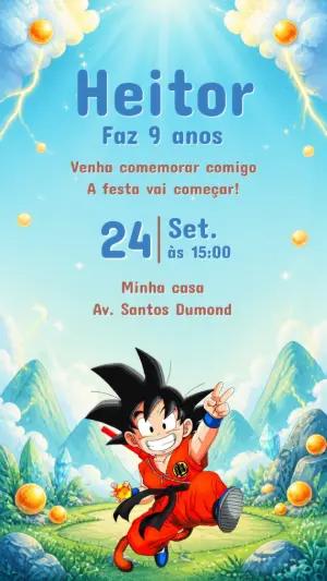 Convite de Aniversário Dragon Ball Editável com Goku