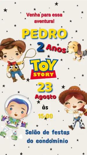 Convite de Aniversário Toy Story com Personagens Fofos Editável