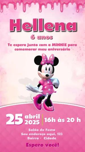 Convite Aniversário Minnie Rosa Doce para Editar Online