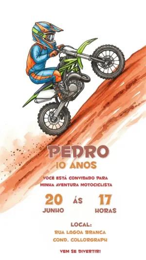Convite de Aniversário Motocross Radical para Editar Online