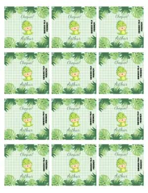 Adesivo para Bala Personalizada Dinossauro Bebê Editável para Maternidade