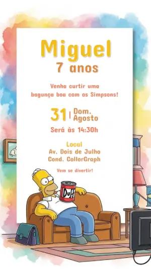 Convite Aniversário Os Simpsons com Homer para Editar Online