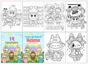 Lembrancinha Labubu: Mini Livro de Colorir para Editar