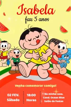 Convite Animado Turma da Mônica Magali para editar online