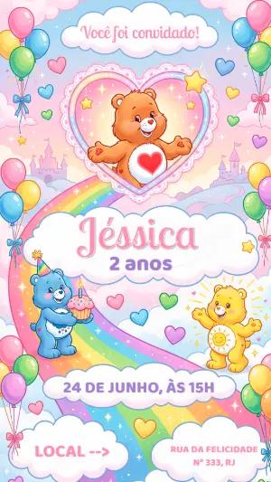 Convite de Aniversário Ursinhos Carinhosos Editável