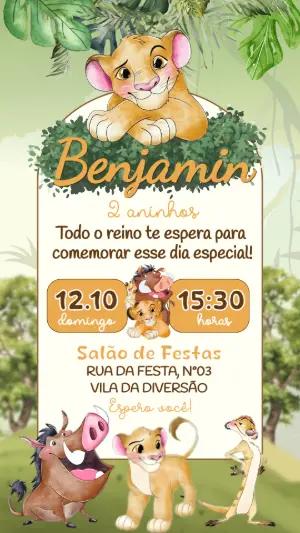 Convite de Aniversário Rei Leão Safari para Editar Online