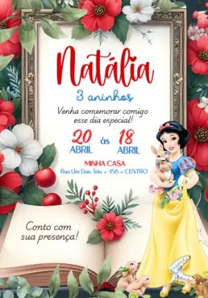 Convite de Aniversário Branca de Neve Clássico para Editar