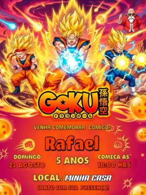 Convite de Aniversário Dragon Ball Goku para Editar
