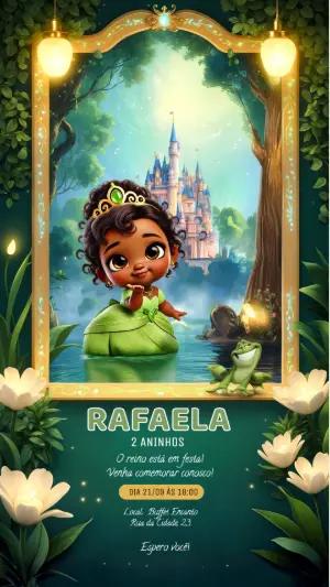 Convite de Aniversário Princesa e o Sapo Editável