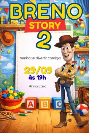 Convite de Aniversário Toy Story Colorido para Editar
