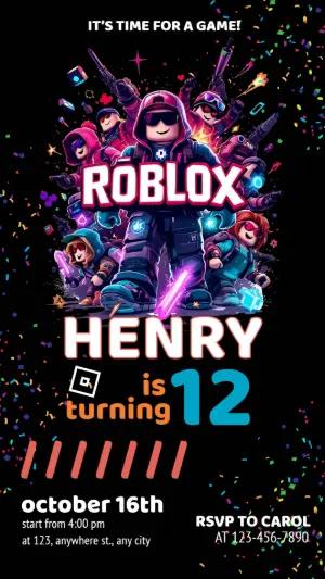 Roblox Birthday Invitation with Characters to Edit Online