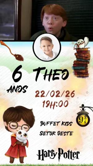 Convite Animado Aniversário Harry Potter com Foto para Editar