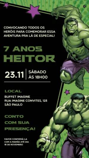 Convite de Aniversário Hulk Super-Herói para Editar Online