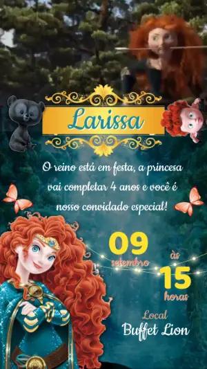 Convite Animado Aniversário Valente Princesa Merida para Editar