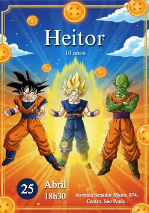 Convite Aniversário Dragon Ball Z com Goku para Editar Online