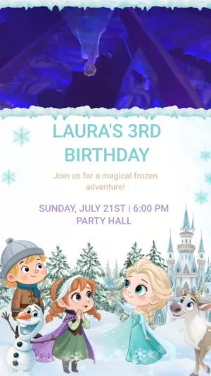 Animated Frozen Birthday Invitation | Editable Video Template