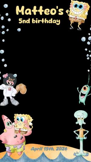 SpongeBob Birthday Photo Frame Editable Digital Template