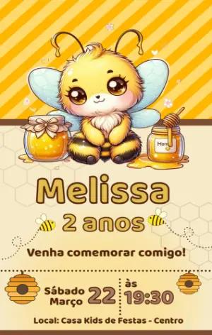 Convite Aniversário Abelhinha Fofa para Editar Online