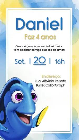 Convite Aniversário Procurando Dory para Editar Online
