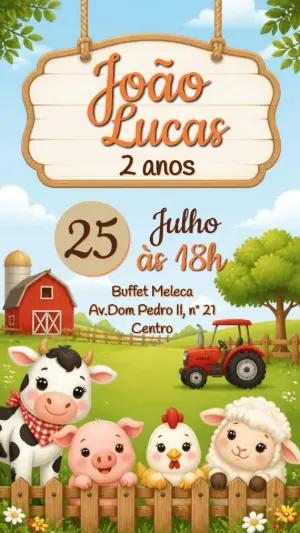 Convite de Aniversário Fazendinha com Animais para Editar