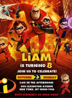 Editable The Incredibles Birthday Invitation