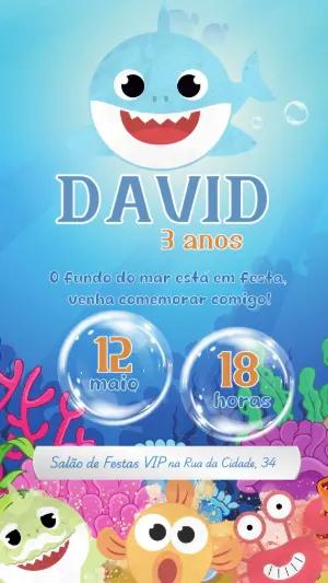 Convite de Aniversário Baby Shark para Editar Online