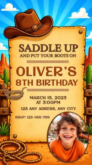 Cowboy Western Birthday Invitation Editable Template