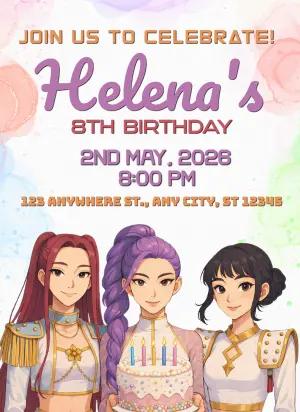 Demon Hunter Birthday Invitation Template to Edit