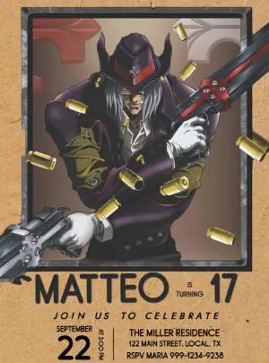 Gungrave Anime Birthday Invitation Editable Template