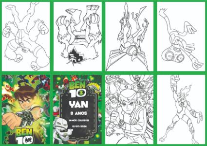 Livrinho de Colorir Ben 10 Editável para Festa Infantil