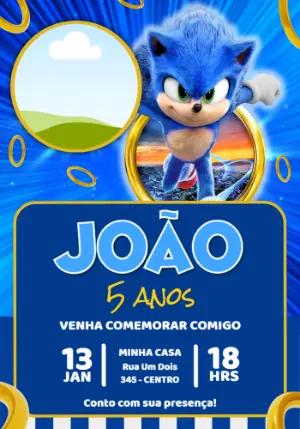Convite de Aniversário Sonic Editável para Enviar