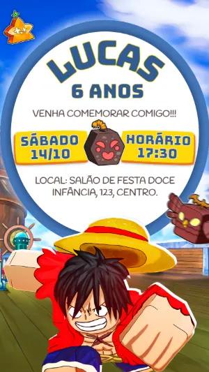 Convite Aniversário Blox Fruits para Editar Online