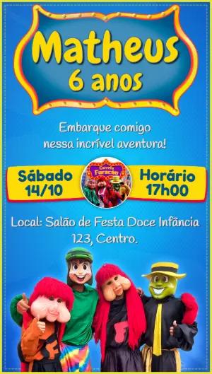 Convite Aniversário Carreta Furacão para Editar Online
